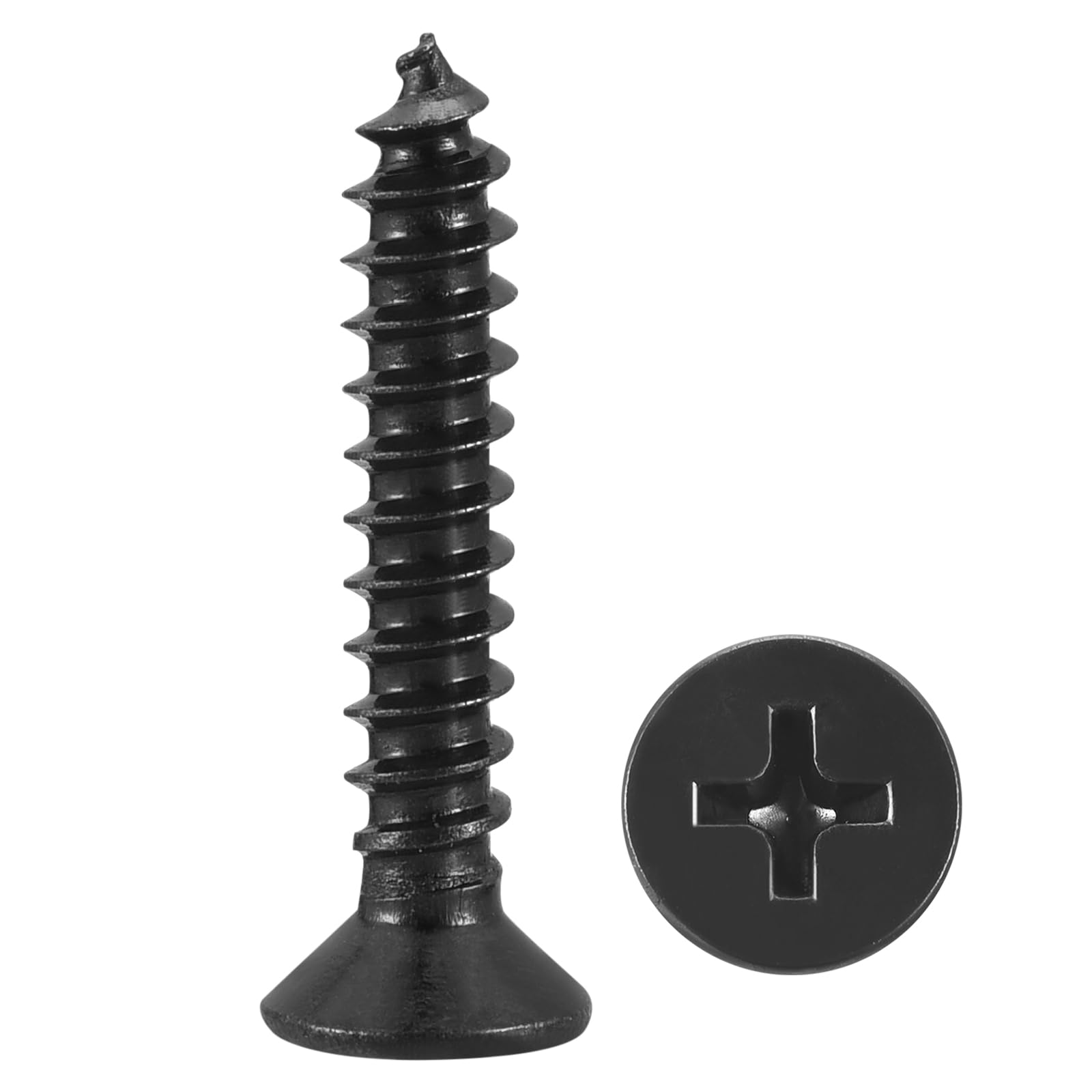 METALLIXITY Countersunk Phillips Wood Screw (#4x5/8") 100Pcs, 304 Stainless Steel Coarse Thread Phillips Drive Flat Head Wood Screws - for Furniture Installation Repair, Black