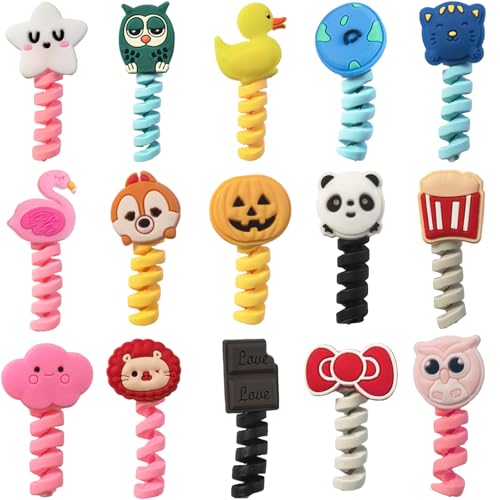 Silicona en espiral flexible en estos bonitos protectores de cable de dibujos animados