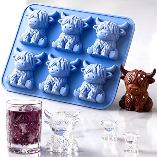 Molde para cubitos de silicona 3D vaca Highland miniatura 1