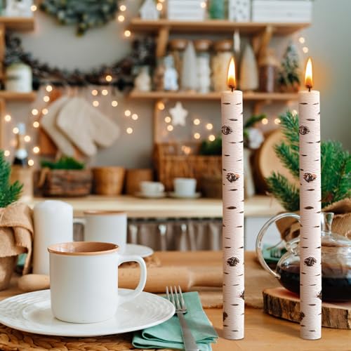 Conelist YUL-CONELIST-49 6 Pcs Birch Taper Candle Set Birch Bark Candles Rustic Farmhouse Pillar Candles Fall Candle thumb #1