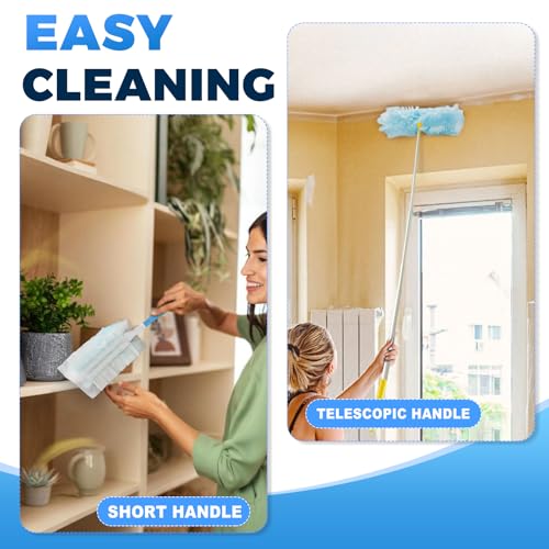 Image of Duster Refills Compatible with Swiffer Duster Refill Heavy Duty, 80 Refills & 4 Handles Kit for Swiffer Duster Kit, Dusters for Cleaning Car Electronics Furniture Blinds, Ceiling Fan Cleaner