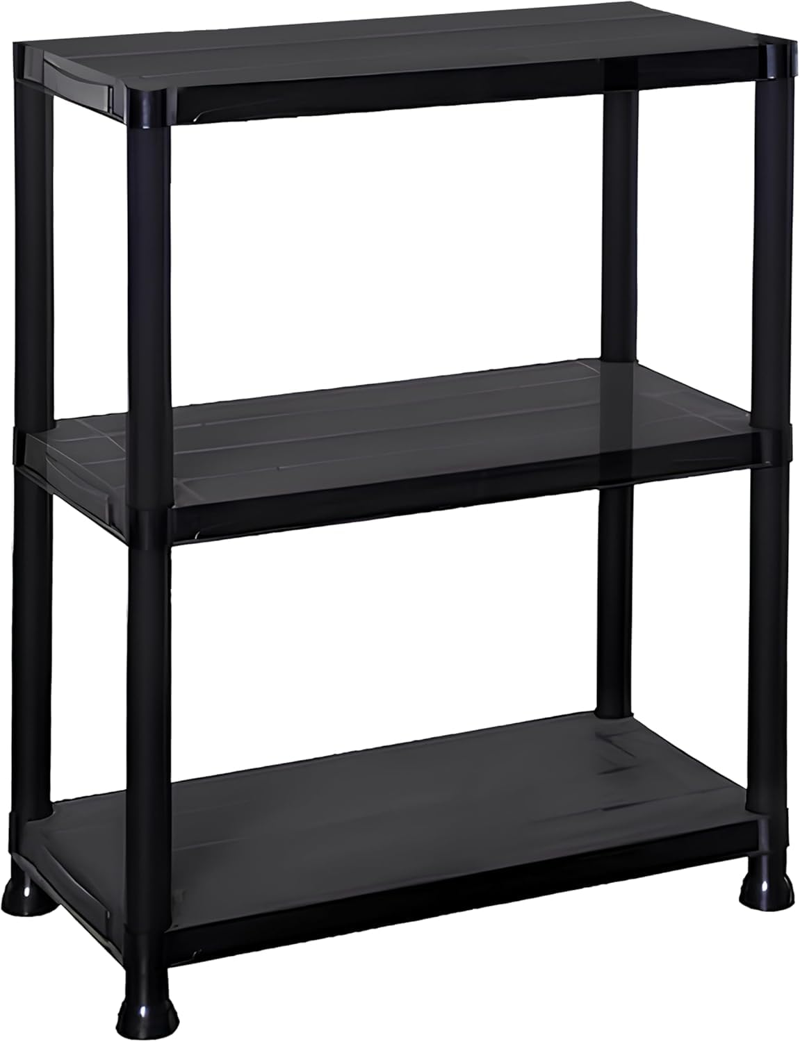 Easy Shopping ® 4/5 Tier Black Heavy Duty 60CM Wide Plastic Shelving Unit Storage Organised Garage/Home/Pantry Racking Shelf Shelves Workbench Workman Bays Racking Tools Paint (Black, Medium, 3)