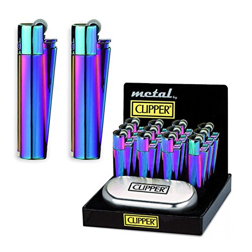 1 x Original Clipper Encendedores Icy Rainbow con estaño caso bolsillo mechero