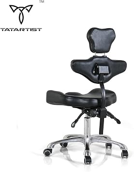 TATARTIST Tattoo Chair Hydraulic Rolling Stool Salon Chair Adjustable Swivel Saddle Stool with Wheels and Backrest Professional Beauty Spa Medical Barber Tattoo Pedicure Massage Chairs