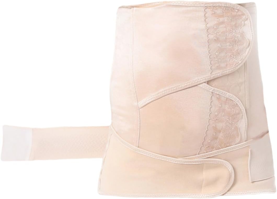 Abaodam Postpartum Belly Wrap and Pelvis Belt Set Elastic Postnatal Waist Trainer M Size Postnatal Body Shaping Belt for Cesarean and Natural Birth Beige