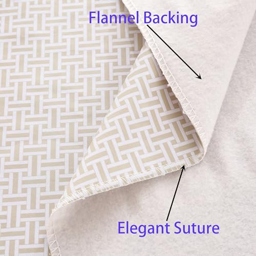 Image of Walrus Heavy Duty Vinyl Tablecloth with Flannel Backing Waterproof Oil-Proof Plastic Table Cloth Stain-Resistant Wipeable Rectangle or Square Table Cover for Indoor and Outdoor (Weaving, 60X84 Inch)