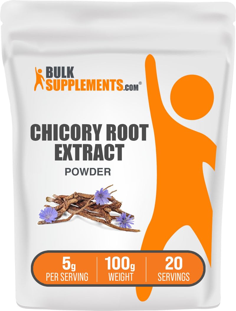 BulkSupplements.com Chicory Root Extract Powder - Chicory Root Powder, Fiber Supplement - Vegan & Gluten Free, 5g per Serving, 100g (3.5 oz) (Pack of 1) 3.53 Ounce (Pack of 1)