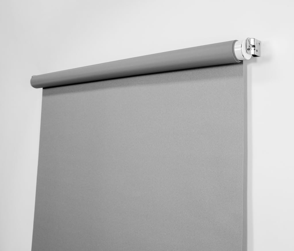 Silver Gray 2.5' x 5' Rollup Backdrop System – Spring-Powered, Wall, Ceiling, or Door Mounted Neutral Background for Professional Headshots, Studio