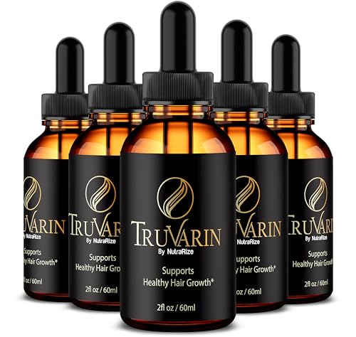 (5 Pack) TruVarin Drops - Official Truvarin to Support Healthy and Beautiful Hair, Natural Liquid Formula for Hair Growth and Healthy Scalp, Premium Tru Varin Gotas Review (150 Servings)