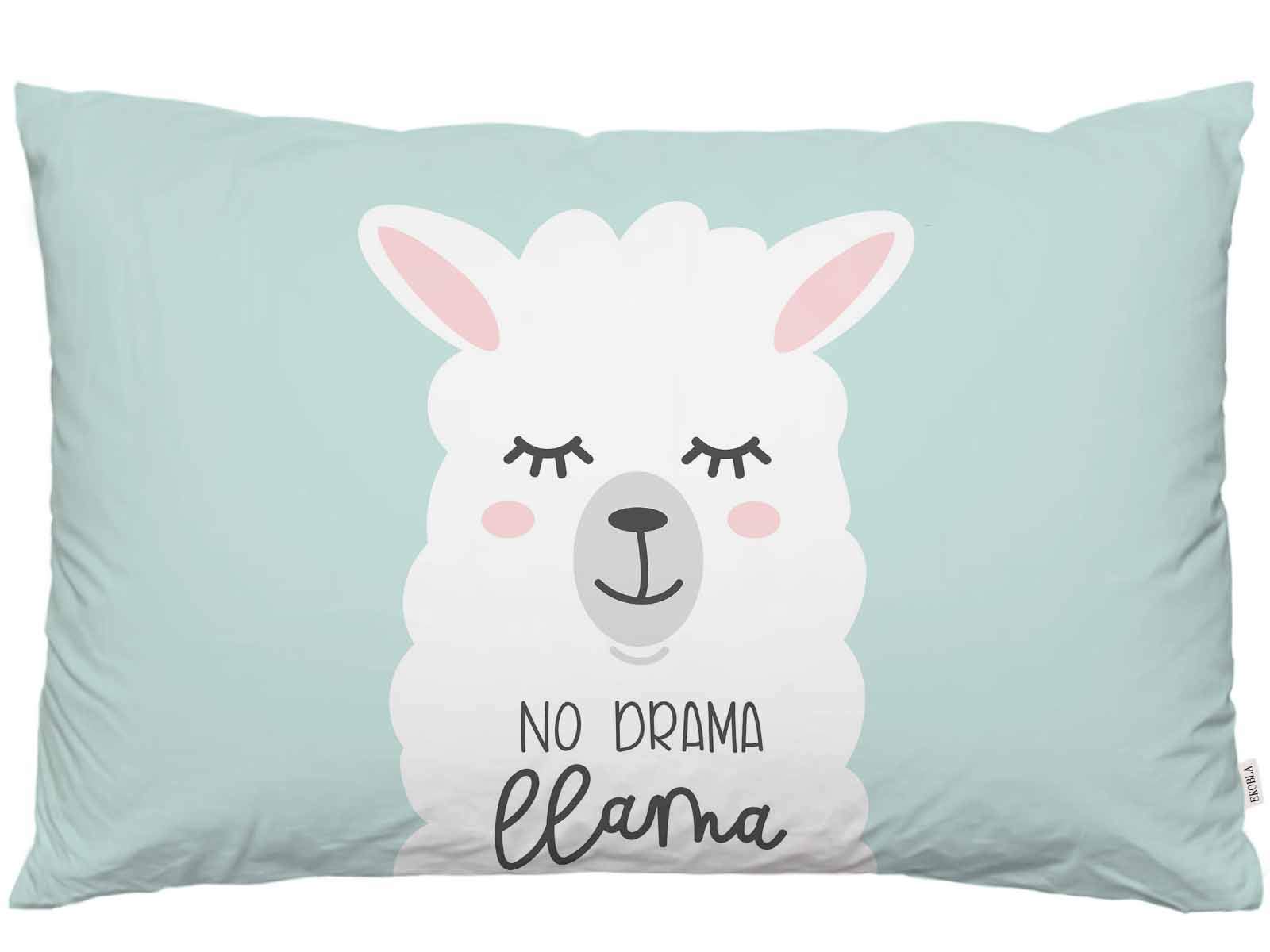 EKOBLA Throw Pillow Cover No Drama Llama Cartoon Cute Alpaca Motivational and Inspirational Quote Letter Decor Lumbar Pillow Case Cushion for Sofa Couch Bed Standard Queen Size 20x30 Inch