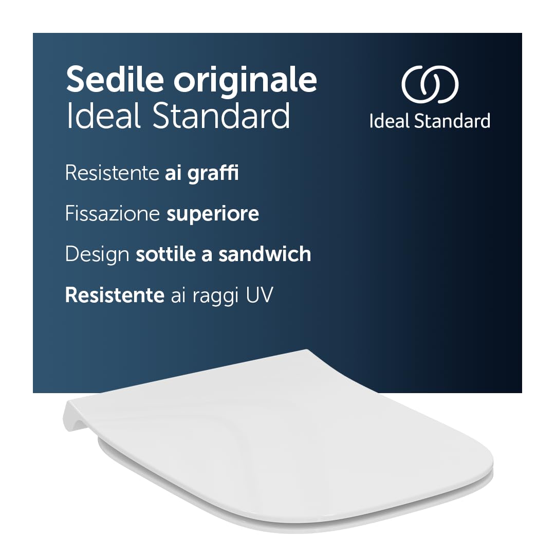 Ideal Standard i.life A sedile per WC, sottile, angolare – Bianco (Alpin)