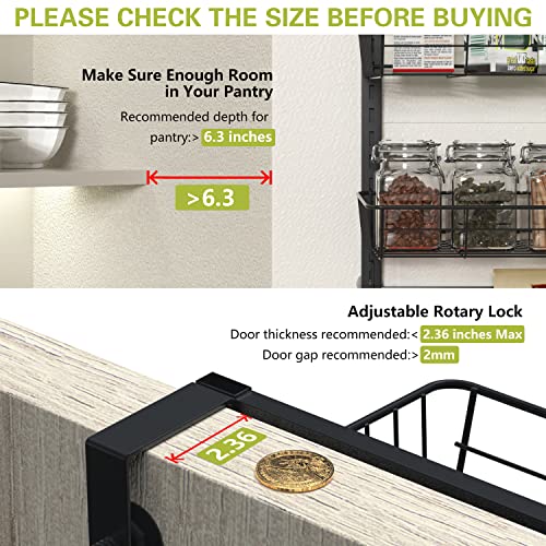Eaoak Over The Door Pantry Organizer, 10-Tier Adjustable Baskets Pantry Organization, Metal Door Shelf With Detachable Frame, Space Saving Hanging Spice Rack For Kitchen Pantry Bathroom Door(Black) #TOP4