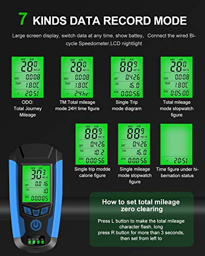 image for KLL Bike Light Set with Bike Speedometer, Bicycle Headlight Taillight,