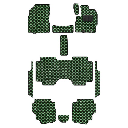 Hotfield トヨタ 互換品 新型 シエンタ 7人乗り 10系 15系 2025年8月〜対応 フロアマット+ステップマット / 形状04 ハイブリッド車/リアステップ分割形状 チェックグリーン