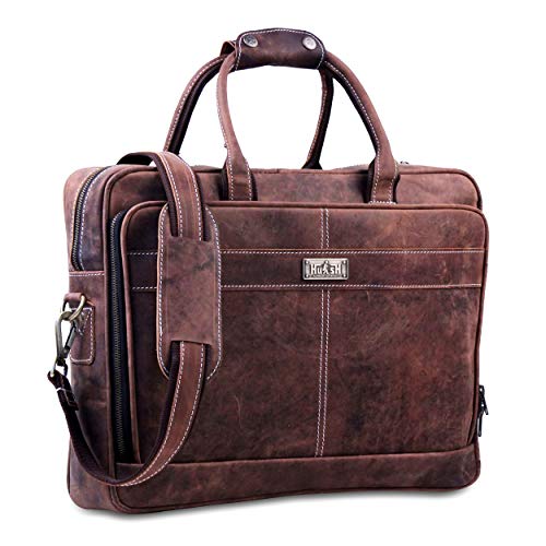 18 Inch Leather Laptop Bag for Men Leather Messenger Bag for Men â€“ Soft and Supple Genuine Leather Briefcases for Men W/Padded Laptop Case A Must Have Leather Computer Bag for Men