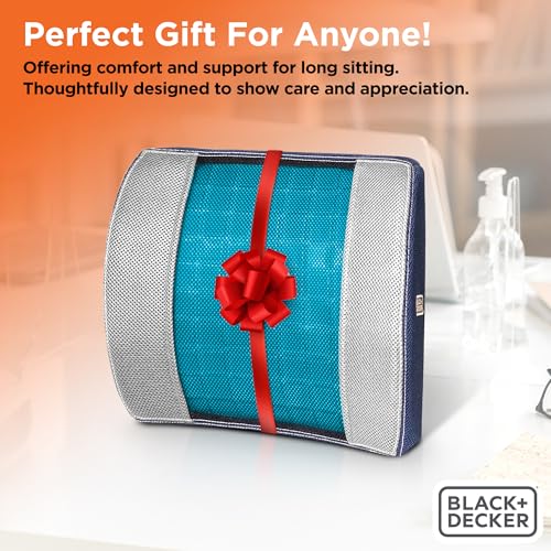 BLACK+DECKER Cooling Gel Lumbar Memory Foam Cushion – Ergonomic Back Support Travel Pillow with Ventilated Mesh, Adjustable Strap, Slow Rebound Memory Foam, Washable Cover - image 8