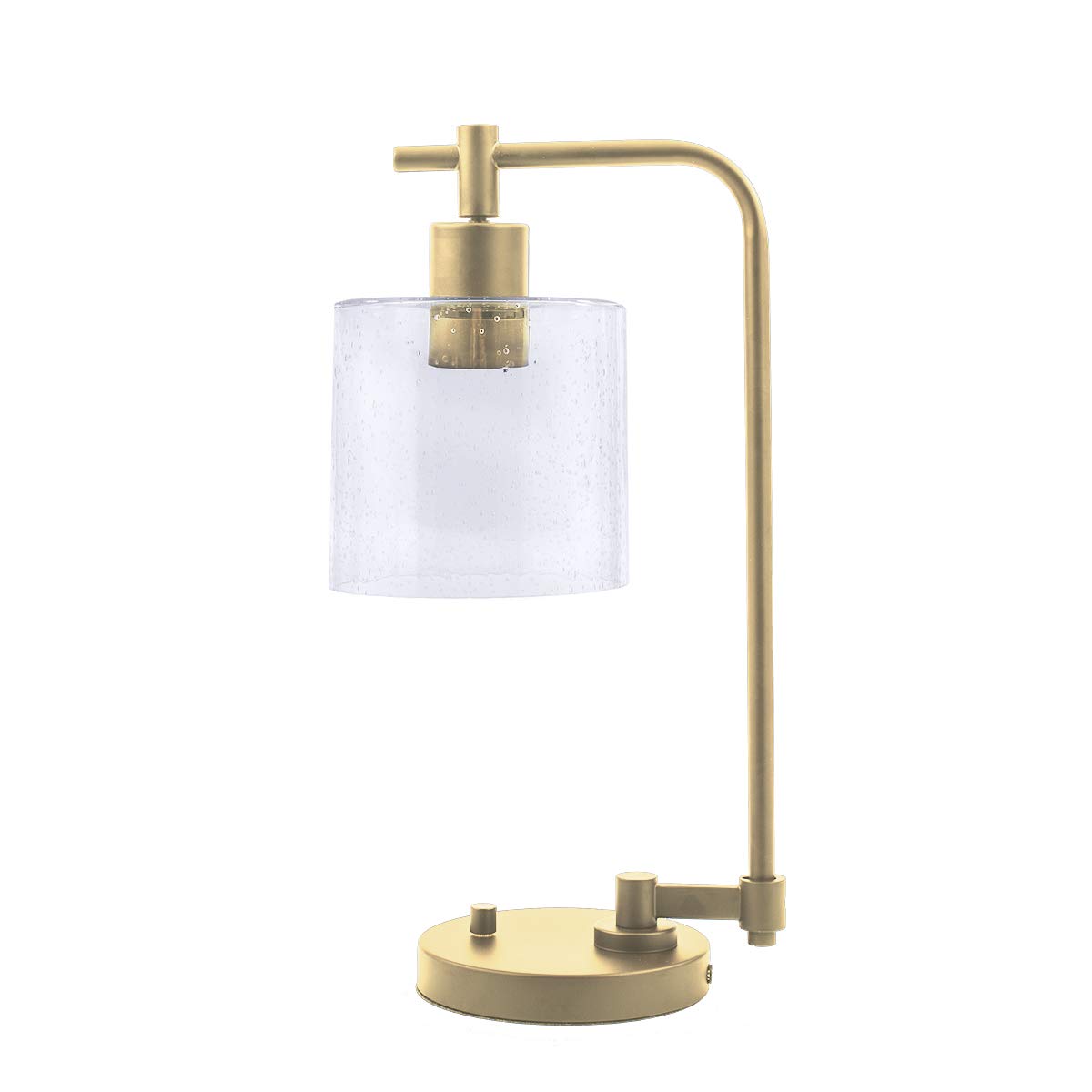 Quality Craft Modernized Antique Desk Lamp with Glass Shade, Brass