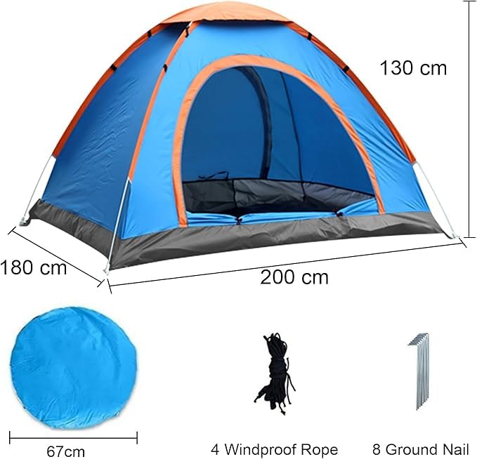 Image of Polyester Waterproof Tent for 6 Person - Portable Outdoor Camping, Hiking, Sports, Travel, Beach, Picnic and Backpacking