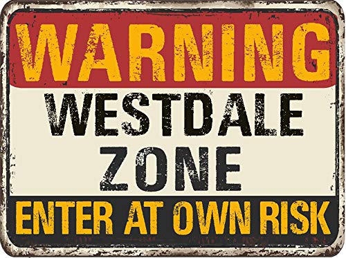 WESTDALE Warning You are Entering Zone Rustic Vintage Look 6" Wide Magnet for use on Any Steel Surface