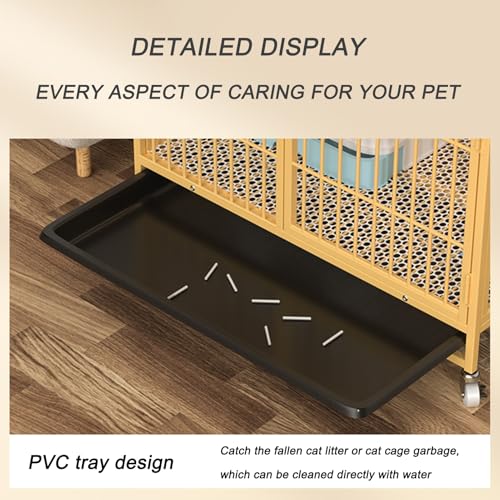 Catio enclos extérieur pour chat cage dorée mobile de 85x61x147cm