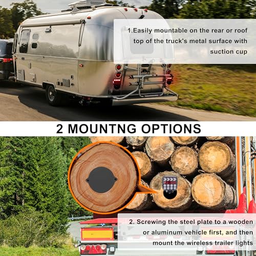 Wireless Trailer Tail Lights with Emergency Strobe - 5-in-1 (Brake/Turn/Reverse/License/Strobe) | For Trailers, Trucks, RVs | Strong Magnetic Adjustable Suction Cup Mount | IP67 Waterproof by ADAURIS - Image 8