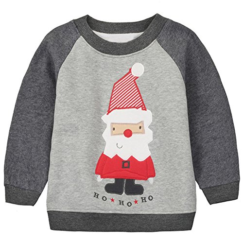LOSORN ZPY Baby Toddler Boy Christmas Sweater Cotton Pullover Sweatshirt Grey Santa 3T