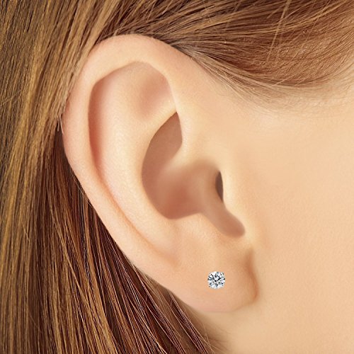 Small Solid 925 Sterling Silver Cubic Zirconia Cz Solitaire Stud Earrings (3Mm, Round Cut) #TOP1