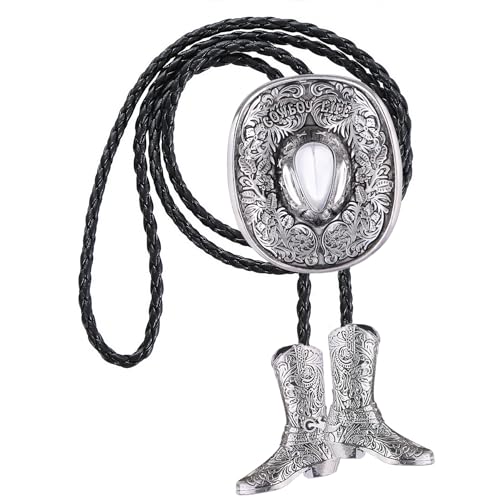 Image of GelConnie Bolo Ties for Men Women Western Cowboy Tie Mens Western Necklace Leather Necktie Gold Bolero Tie Cowboy Necklace