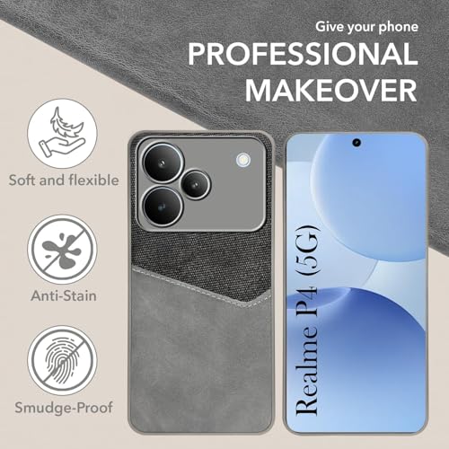 Image of Jkobi Back Cover Case for Realme P4 (Dual PU Leather Stitch | Professional Minimalist | Soft and Flexible)