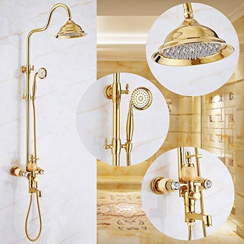 Colonne de douche en cuivre doré et jade véritable style européen