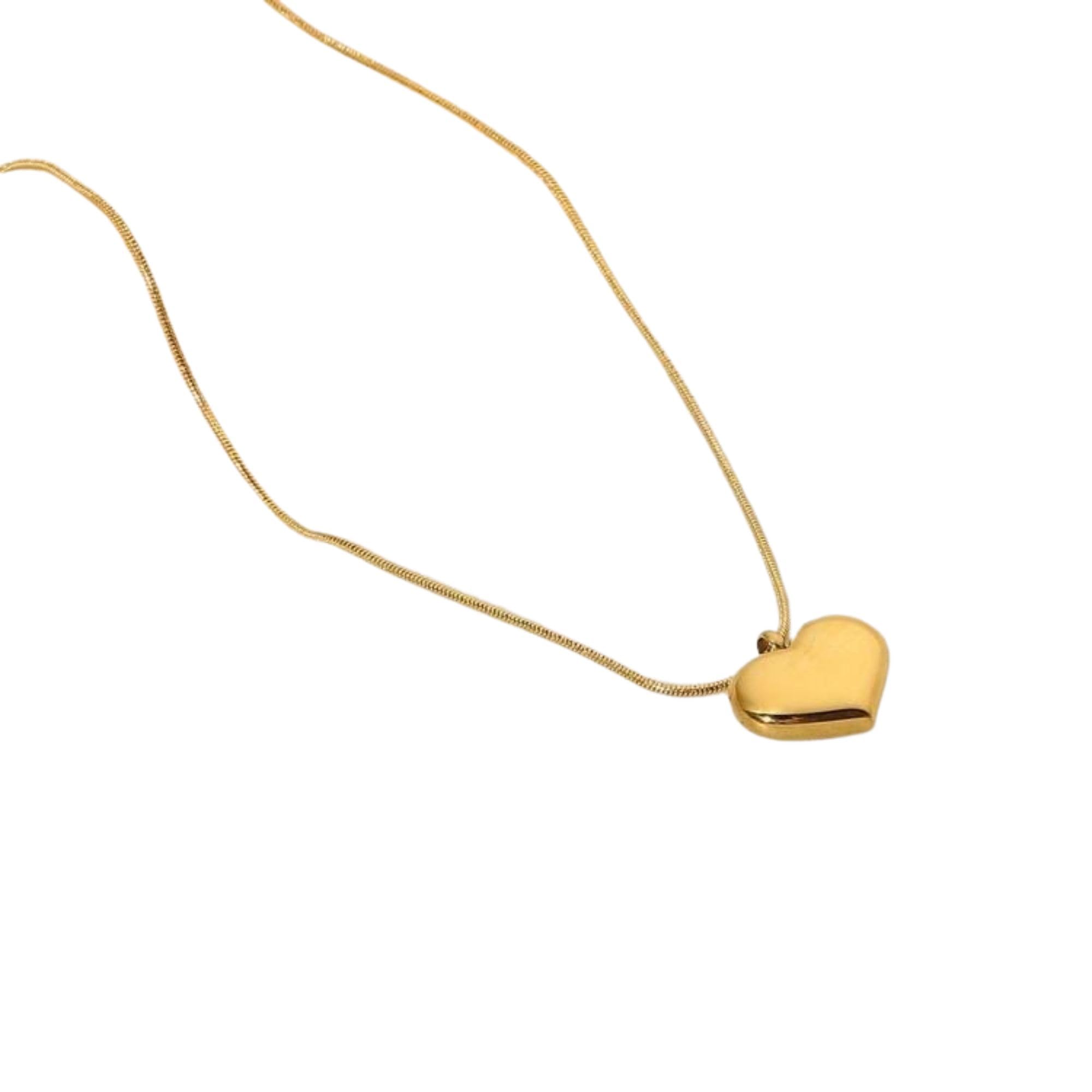 Heart Shape White Enamel Necklace, Modern Geometric Dual Design Anti-Tarnish Gold Plated Stainless Steel Heart Pendant Chain Neckpiece Jewellery, Gift for Women & Girls