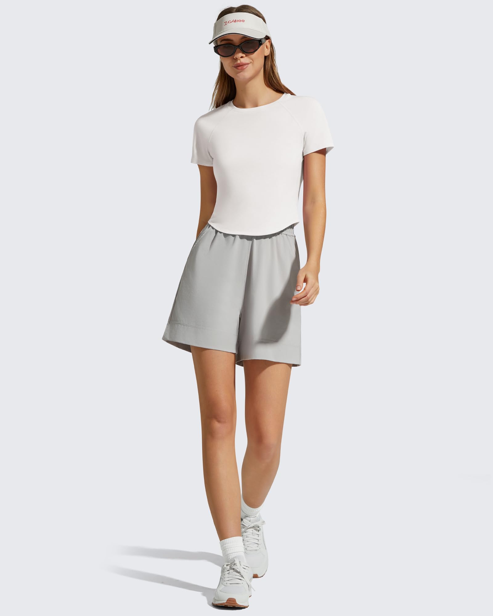G4Free Soft Lyocell Workout Tops Women's Short Sleeve Cropped T-Shirt Relaxed Fit Crewneck Casual Tees Athletic Running — view 6
