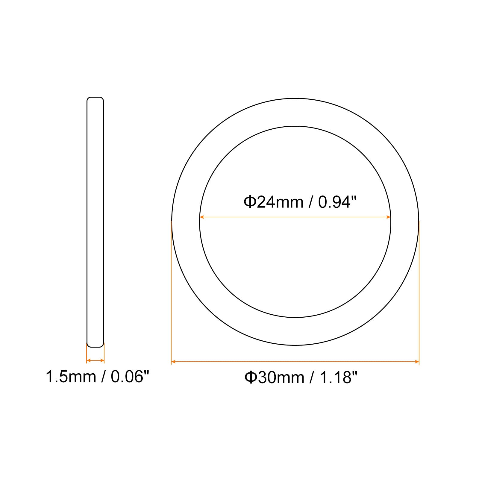 QUARKZMAN 5 stuks sluitringen, koper, M24 x 30 mm, metrische metalen platte afdichtringen, koperen ringen, hardware-bevestigingselement voor schroeven, bouten, moeren, veer