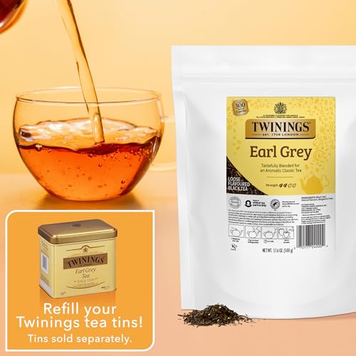 Image of Twinings Earl Grey Loose Leaf Tea, 17.6 Ounces (500g) Resealable Pouch for Freshness (Pack of 1), Black Tea Leaves with Bergamot Peel, Smooth, Flavourful, Citrus, Caffeinated, Enjoy Hot or Iced