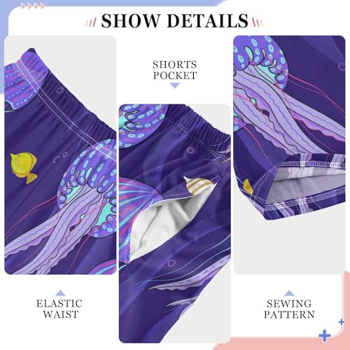 ZZXXB Jellyfish Swimming Boys Long Pants Soft Trousers Elastic Waist Kids Lounge Bottoms with Pockets S-XL4
