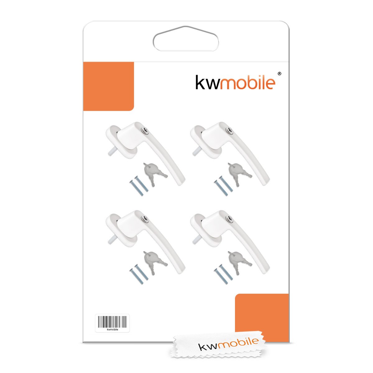 kwmobile Poignée de fenêtre verrouillable aluminium blanc RAL 9016 Longueur tige 35 mm Sécurité enfant