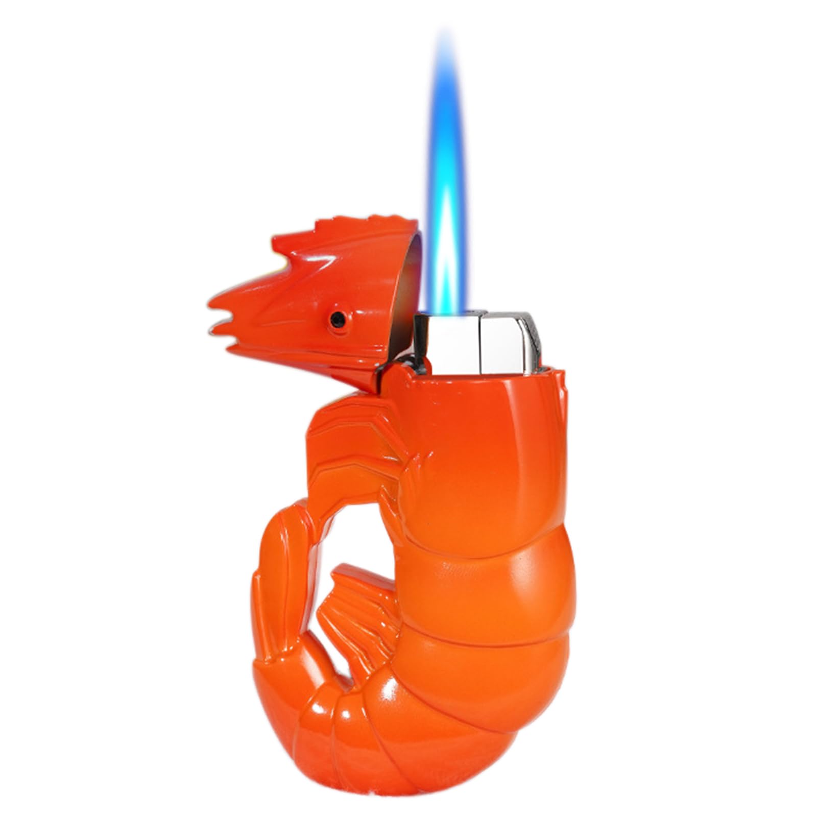 Torch Lighter - Fun Shrimp Design Refillable Butane Lighters Cool Adjustable Windproof Blue Flame Lighter for Outdoor Indoor