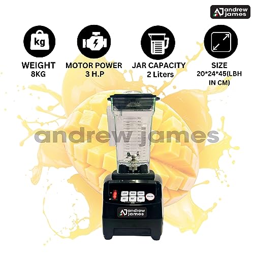 Image of ANDREW JAMES Professional Bar Blender DIGITAL OPERATED 3 H.P Motor. 2 Year Warranty. MILKSHAKES, smoothies, ice crushing, cocktails and many more | Commercial For Industrial Use