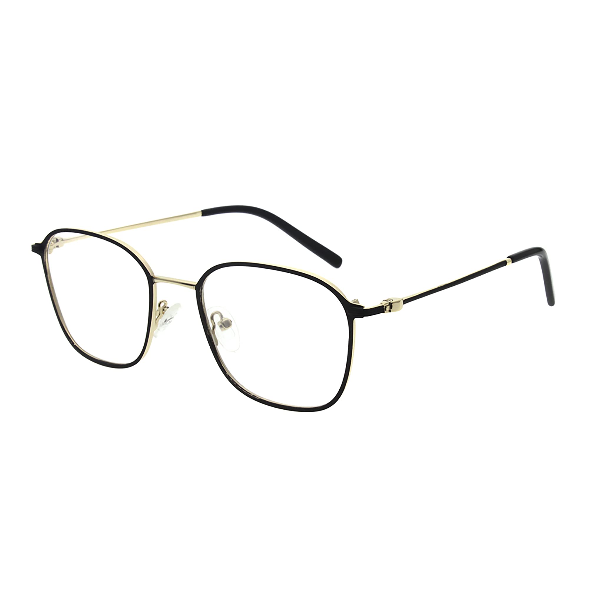 Global Glasses Unisex Black Gold Vintage Square Eyeglasses For Women Men Metal Clear Lens Glasses Non Prescription Eyeglasses