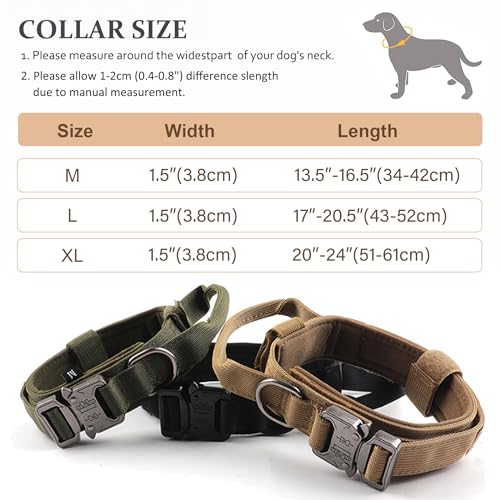 Cadono Tactical Dog Collar, Adjustable Military Training Nylon Dog Collar With Control Handle And Heavy Quick-Release Metal Buckle For Small Medium Large Dogs thumb #4