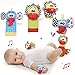 ESTOVE 4Pcs Bébé Poignet et Chaussettes Hochet Jouets Bebe 6 Mois Ensemble Poignet de Bell Strap hochets et Chaussettes Pied Finder Animal Bébé Chaussettes De Pied avec Jouet