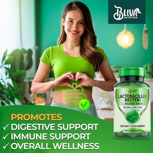 Image of BLIVA Lactobacillus Reuteri Capsules - L Reuteri - 50 Billion CFU per Serving - Highest CFU Count L Reuteri Supplement - 90 Capsules