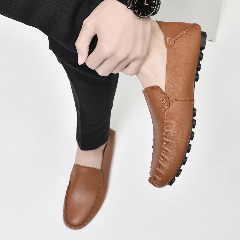 Hand-Sewn Cowhide Loafer (Brown, Adult, Men, 9, Numeric, US Footwear Size System, Medium)4