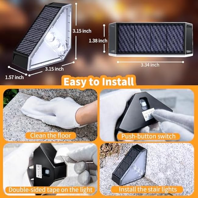 KINKAI Solar Stair Lights Triangle Step Light White Light