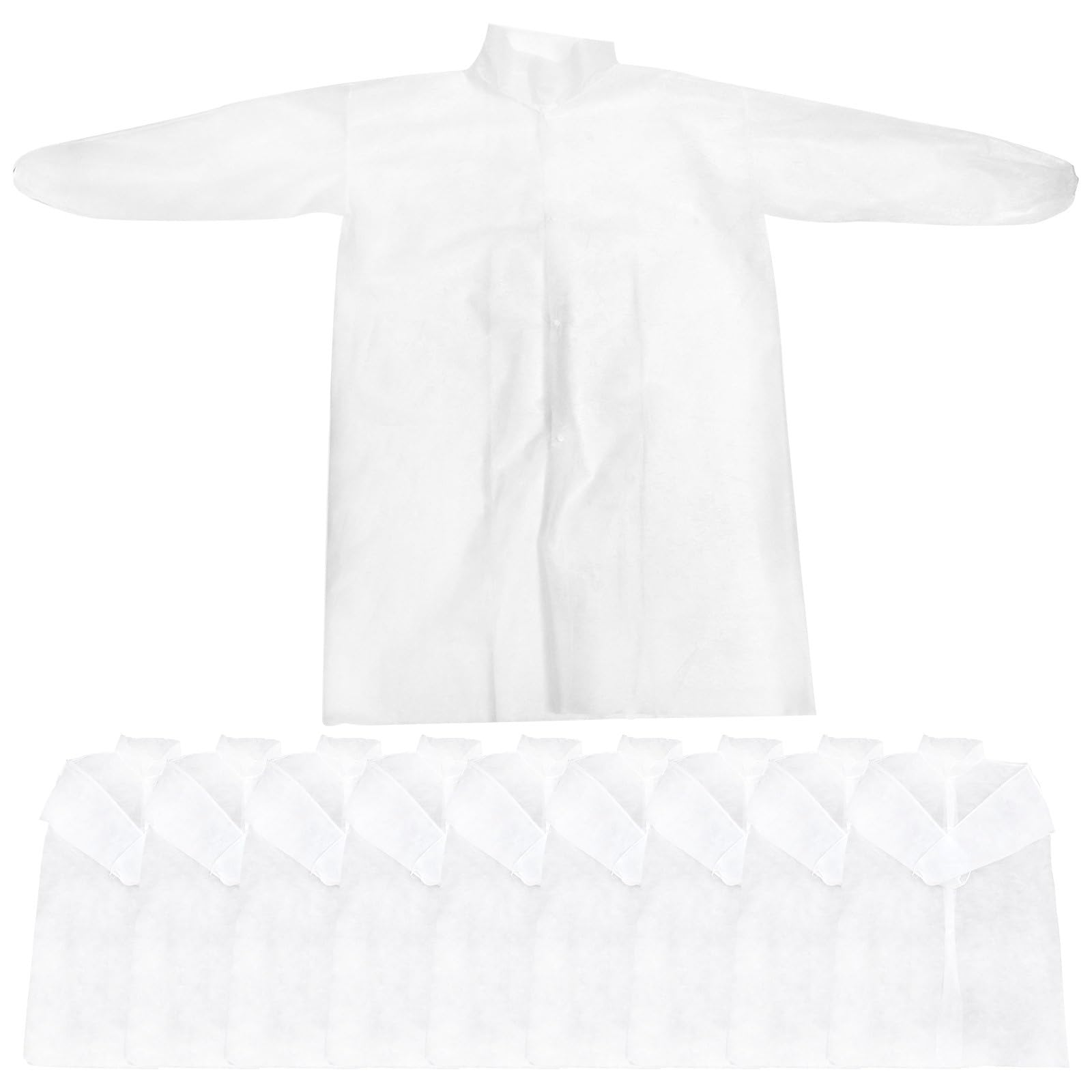 Bata de Laboratorio Desechable de Tela No Tejida para Laboratorios, 10 Piezas, Fácil de Poner y Quitar, Protección Cómoda y Transpirable Varios Estilos