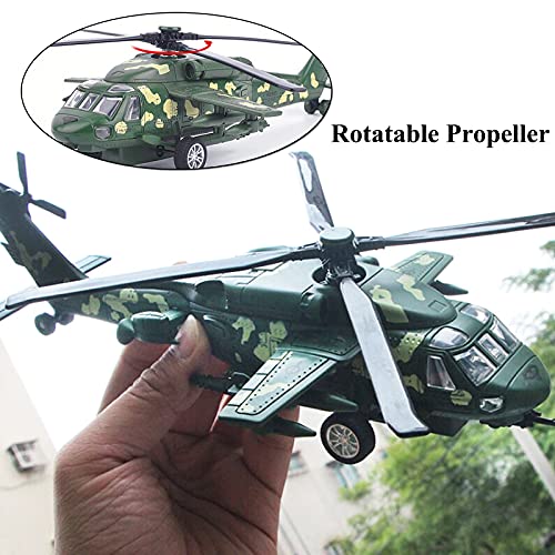 Otonopi Military Helicopter Toy With Lights And Sounds, Die Cast Metal Airplane Pull Back Army Plane Toys For Kids Children Boys Girl #TOP5