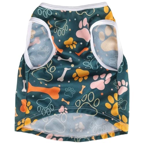 Roupa para Pet Estilo Regata Personalizada com Estampa de Patinhas 2 (Padrão, M)