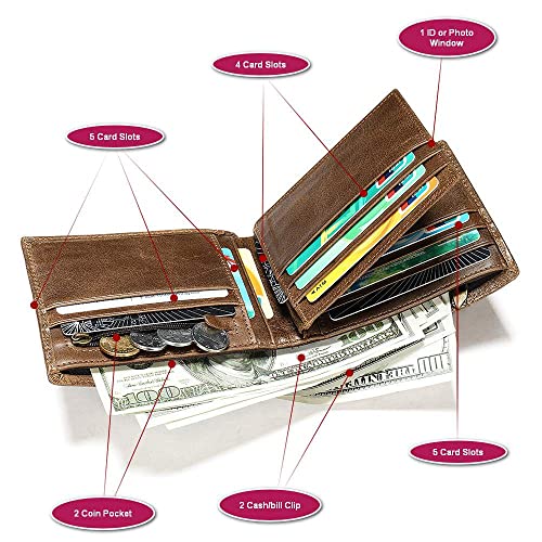 RFID Vintage Patchwork Style Cowhide Wallet Credit Card Holders4