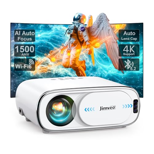 Projector [AI Auto Focus/Auto Lens Cap] Outdoor-Projector-4K with WiFi 6 and Bluetooth: 1500 ANSI...