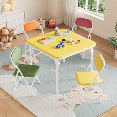 IDEALHOUSE 5 Piece Boys Girls Folding Table and Chairs Set, Activity Table and Chairs Set for Dining Room,Daycare,Classrooms by IDEALHOUSE - Image 2